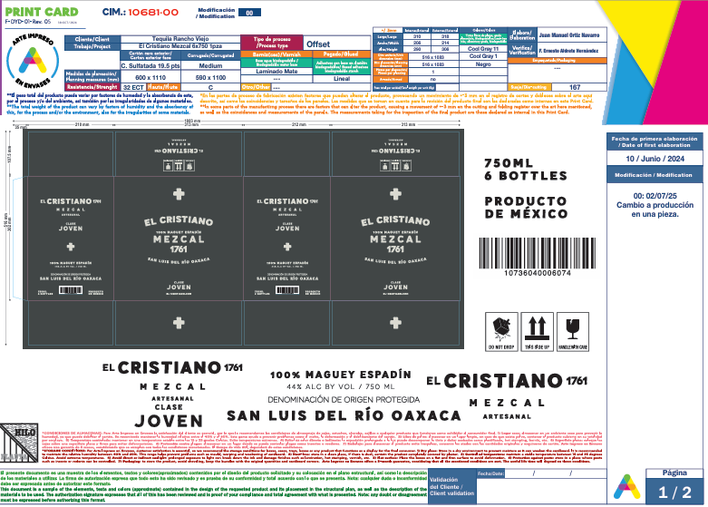 CRISTIANO MEZCAL 6 X 750 ML